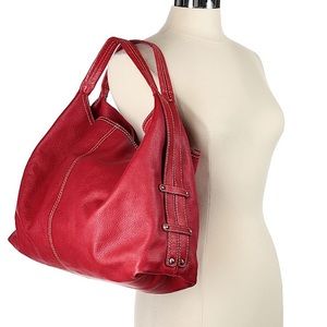 Cold water creek red leather tote bag